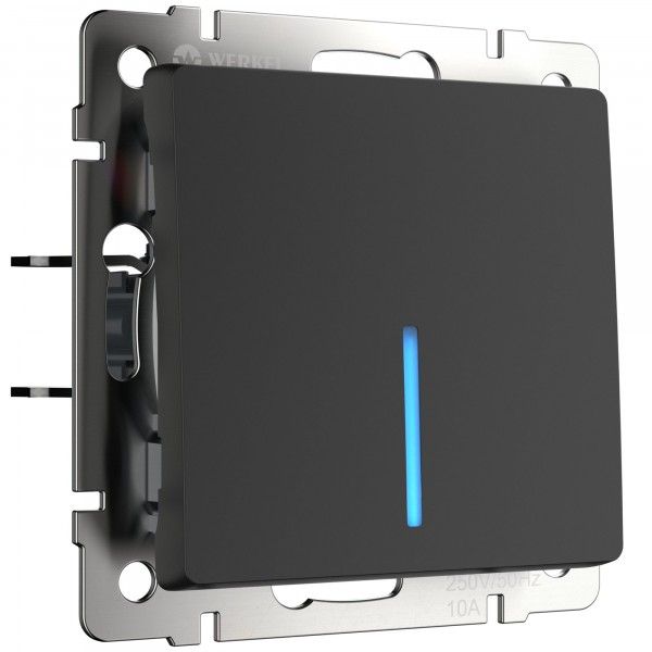 Выключатель 1-клавишный с подсветкой IP20 Черный матовый. Werkel. W1110108