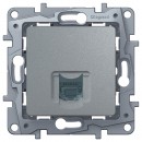 672453. Legrand. Etika (Алюминий). Розетка компьютерная под коннектор RJ-45 6 кат.UTP, встраиваемый 