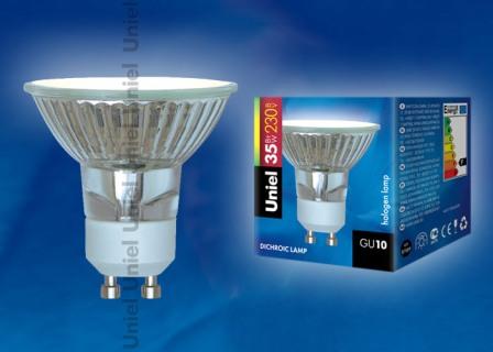 Лампа галогенная софит 230V, GU10 35W. Uniel MR16 01509