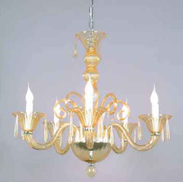 Люстра. 5*E14, 60W, 220V. Хром, желтый Wunderlicht Versailles WL7154-5YE.