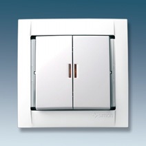 Simon Simon 34 Графит Выключатель 2-клавишный с подсветкой IP20 250V Графит 10A 34392-38