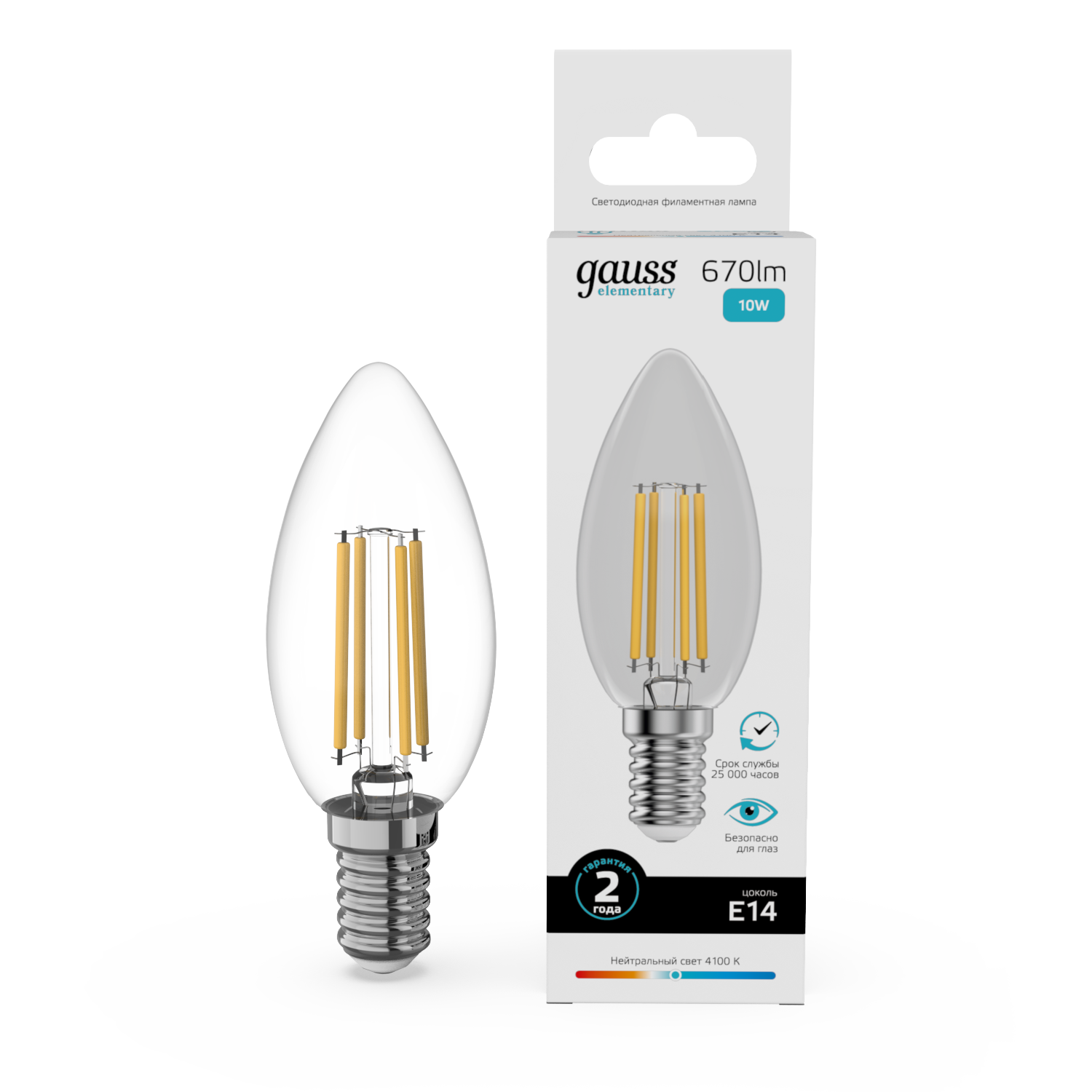 Светодиодная лампа "Свеча" . Е14, 10W, 220V, 4100К. Gauss 32120