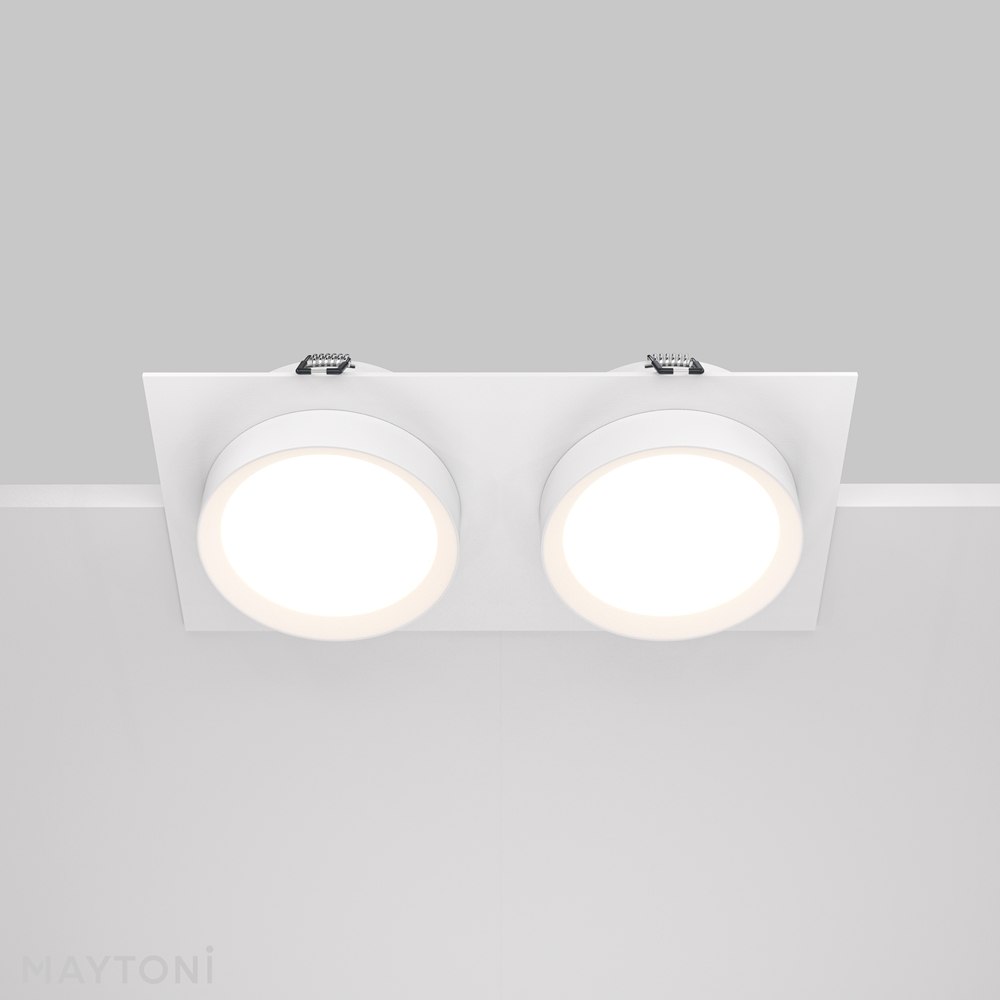 DL086-02-GX53-SQ-W. Maytoni Technical. Встраиваемый светильник 2*GX53, 15W, 220V. Белый