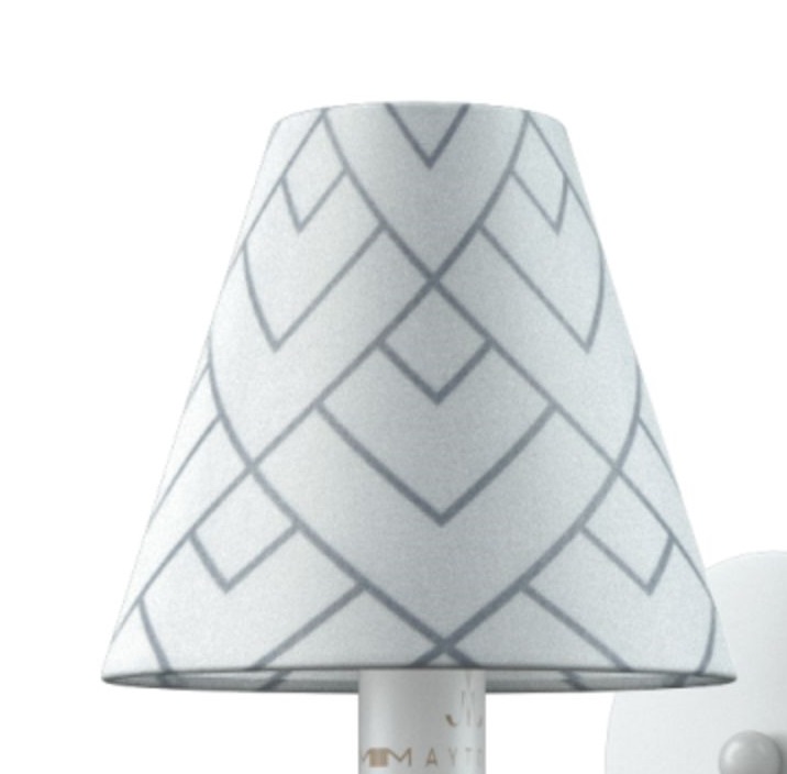 LMP-O-16 Lamp4youАбажур на цоколь E14, Материал плафонов ткань на пластике, Белый с серым рисунком