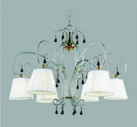 Люстра. 6*E14, 60W, 220V. Серебристый Wunderlicht Sihouette NT9598-06.
