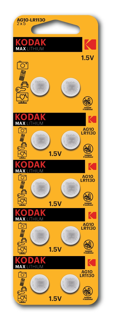 Алкалиновые (щелочные) элементы питания (1 шт) MAX Super alkaline 1.5V. Kodak AG10-LR1130 Kod Max