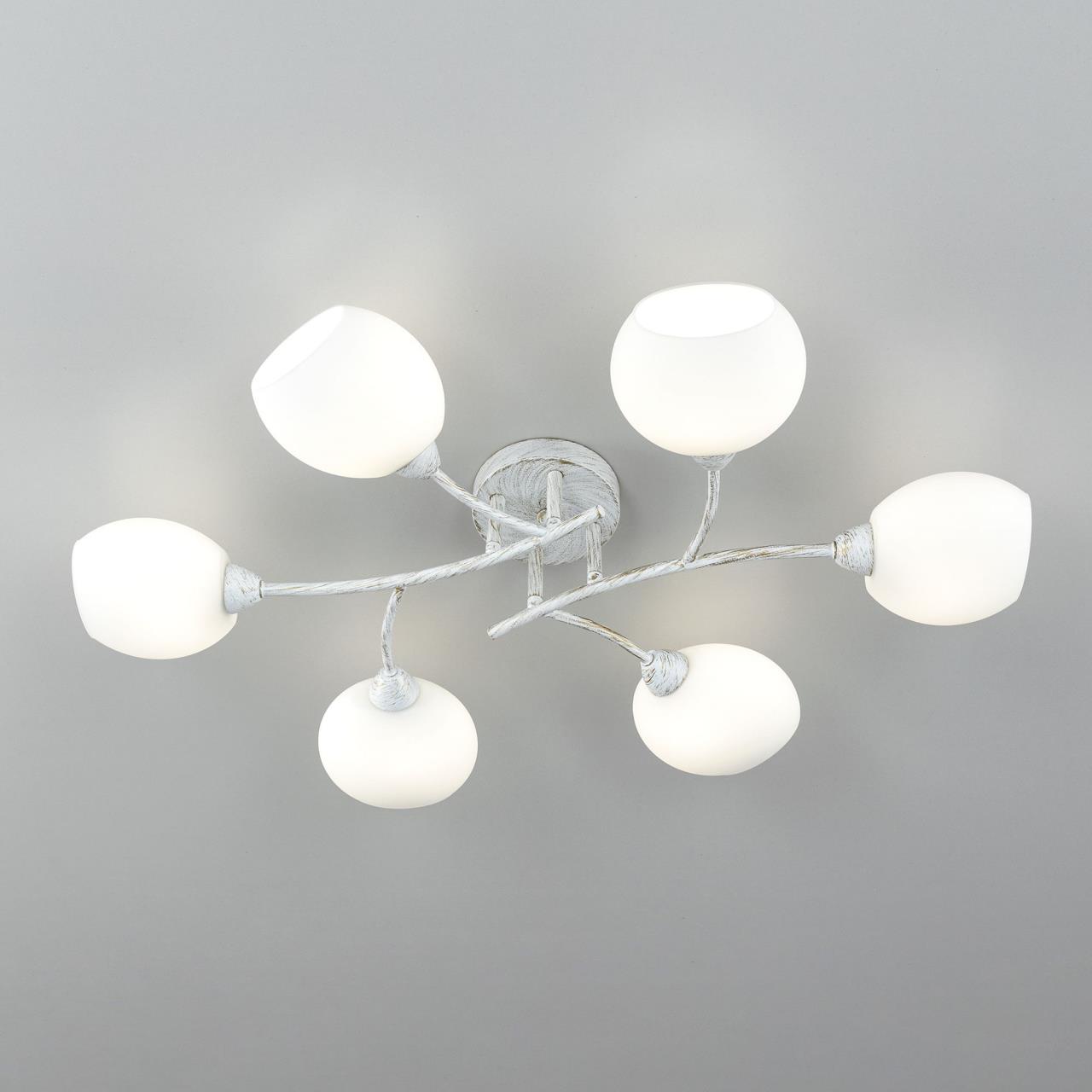 CL148160.CitiLux.Флорида. Люстра потолочная. 6*E14,60W,220V. Белый, бронзовая патина