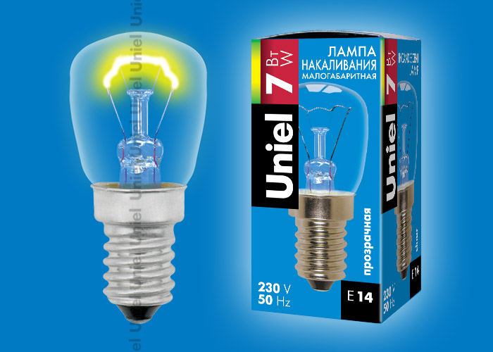 Лампа накаливания "Цилиндр" . E14, 7W, 230V, Uniel T25 IL-F25-CL-07/E14