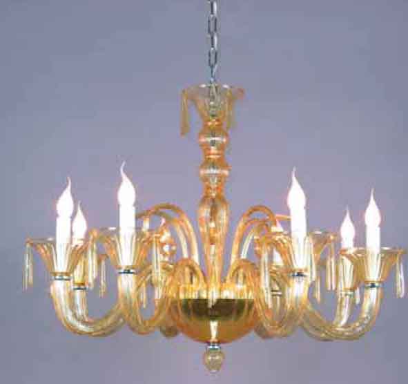 Люстра. 8*E14, 60W, 220V. Хром, желтый Wunderlicht Versailles WL7154-8YE.
