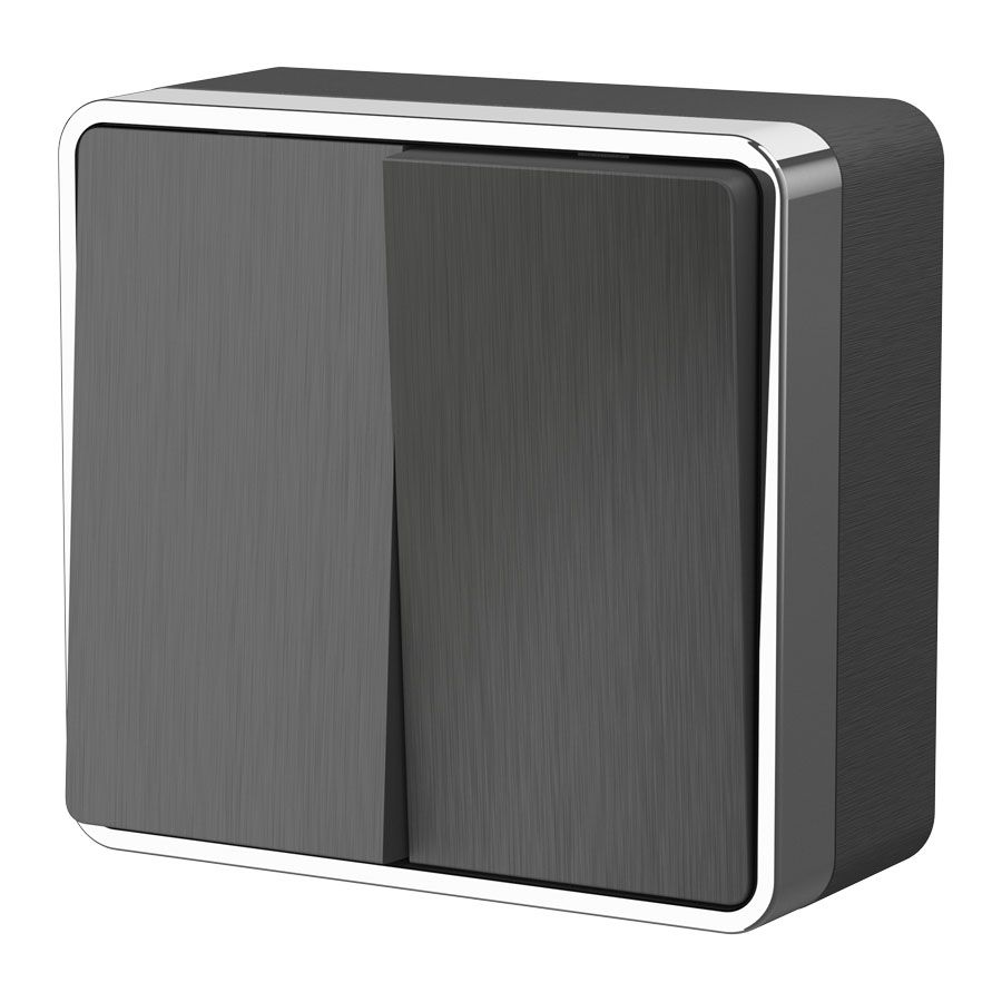 Выключатель накладной монтаж 2-клавишный графит рифленый IP20 Werkel Gallant W5020004