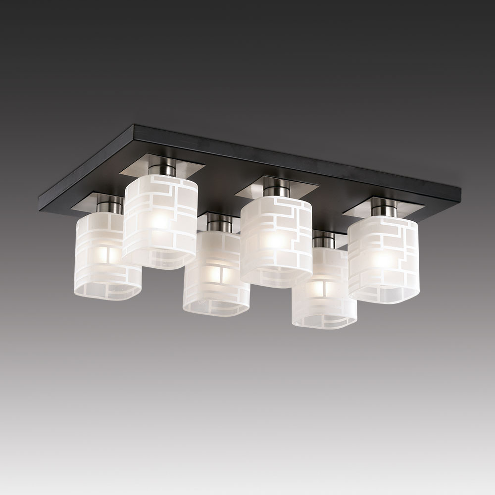 Люстра потолочная. 6*E14, 40W, 220-240V. Венге, никель Odeon Light Campus 2615/6C.
