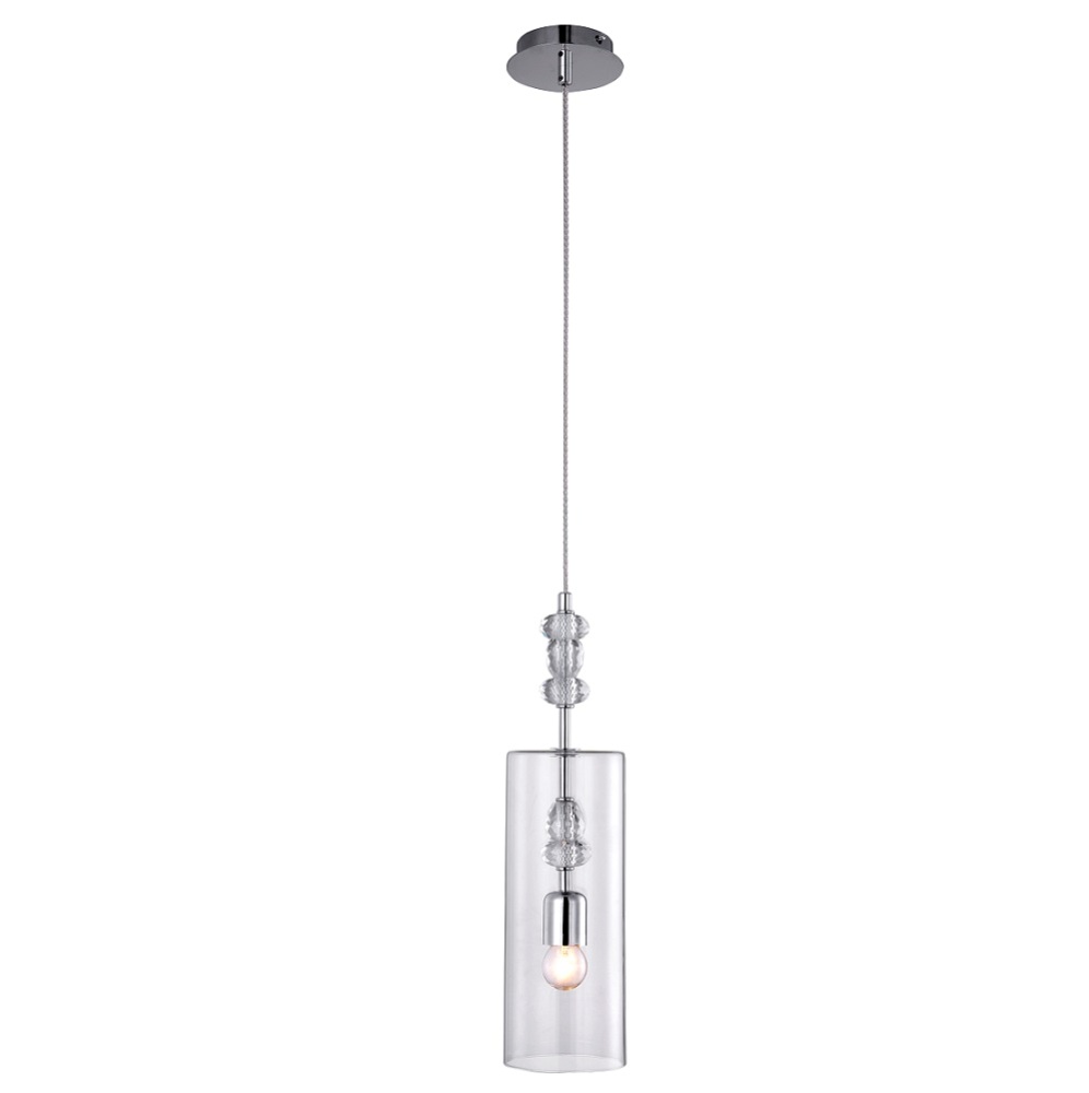 Светильник подвесной   1*E27  60W 230V. Хром, прозрачное стекло Crystal Lux Eva EVA SP1