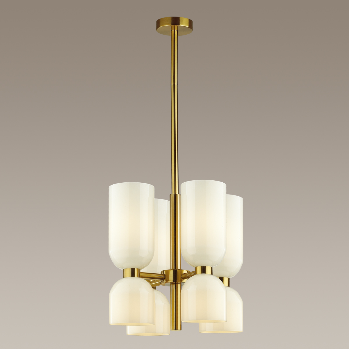Люстра. 8*E14, 40W, 220V. Латунь, белый Odeon Light Orinoco Midcent 4798/8.
