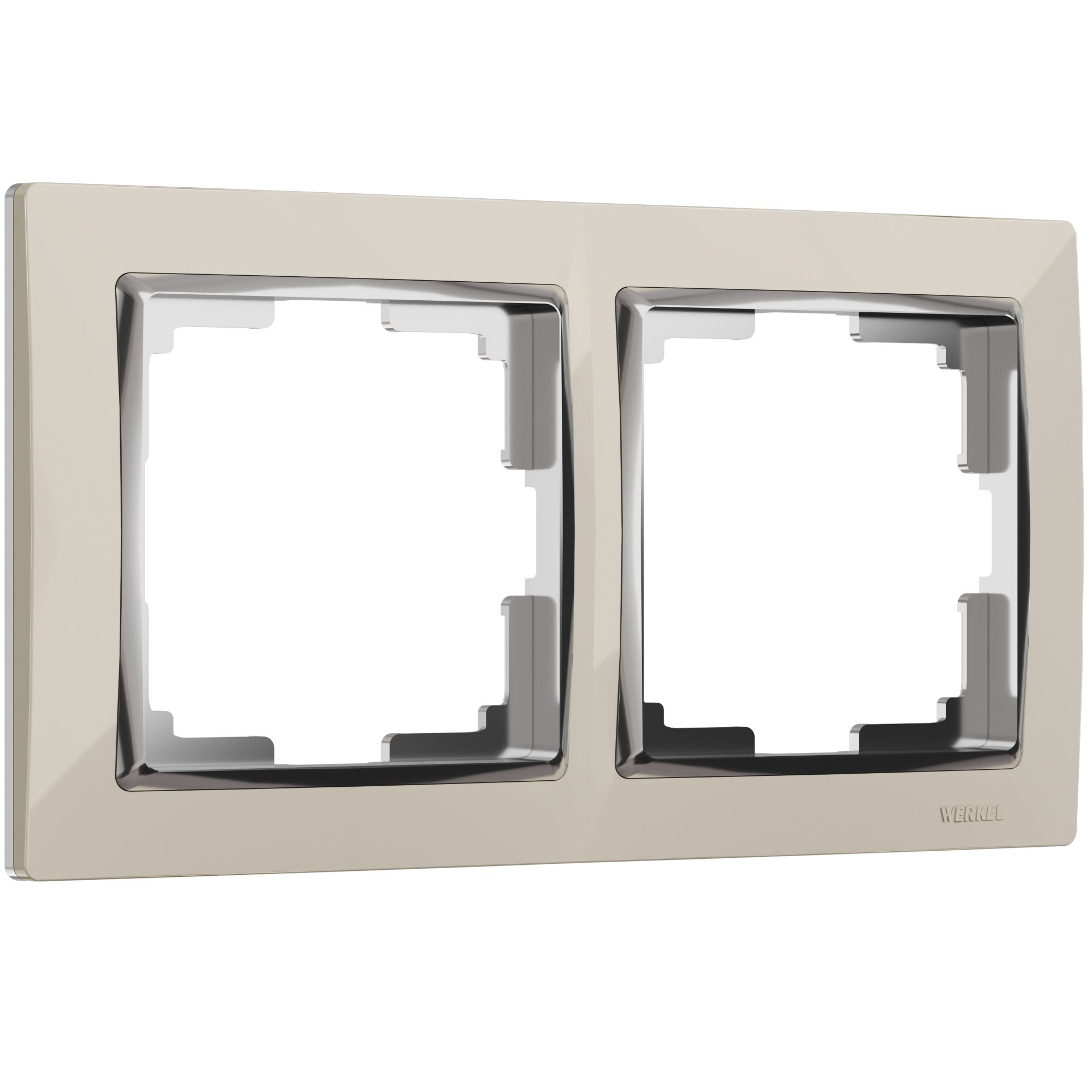 Рамка на 2 поста слоновая кость;хром поликарбонат Werkel Snabb  W0021903
