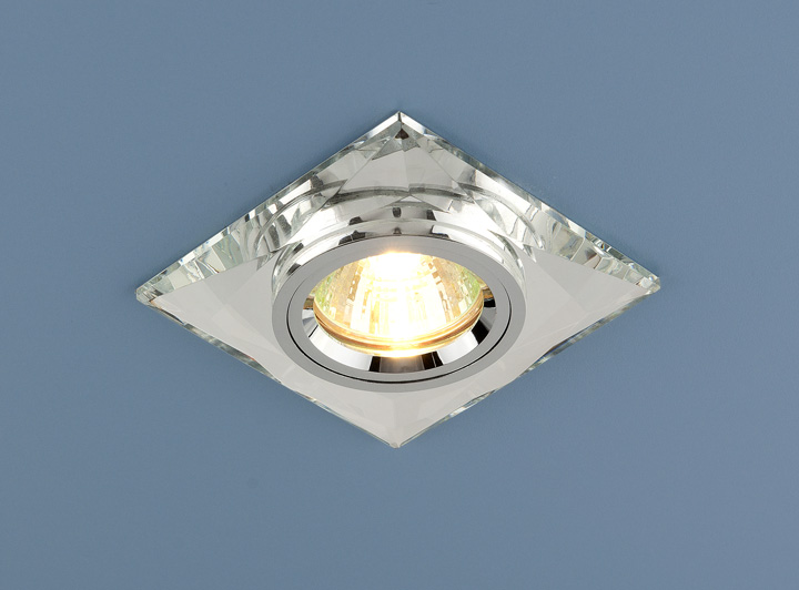 8470 Cler/CH.(a044299).Elektrostandard. Встраиваемый светильник Хром, зеркальный,квадрат.1*Gu5.3, 50