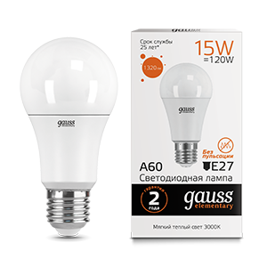 Светодиодная лампа "ЛОН A60" . E27, 15W, 220V, 3000K. Gauss 23215