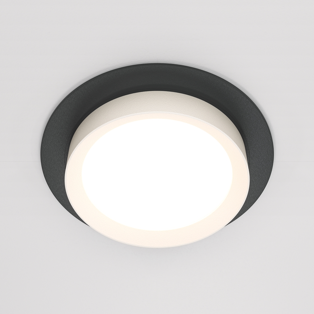 DL086-GX53-RD-BW.Maytoni.Hoop.Встраиваемый светильник Черный с Белым,круг.1*GX53, 15W,220V