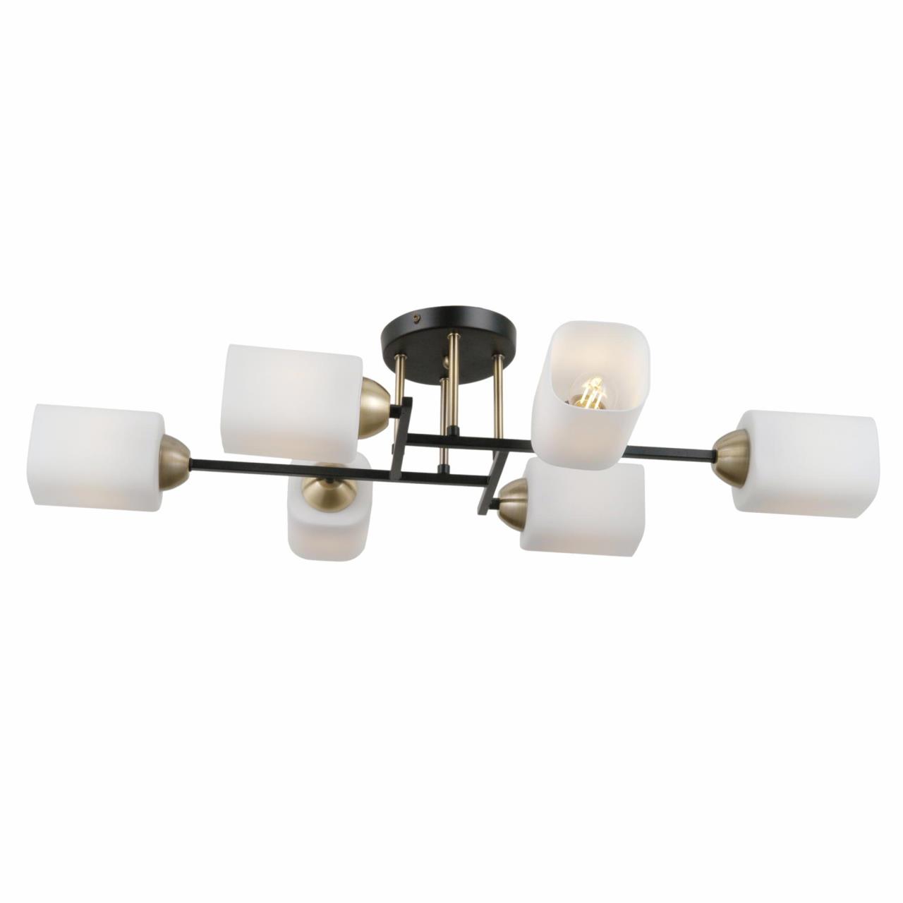 CL130265.CitiLux.Генри. Люстра потолочная. 6*E27,75W,220V. Чёрный матовый,Бронза