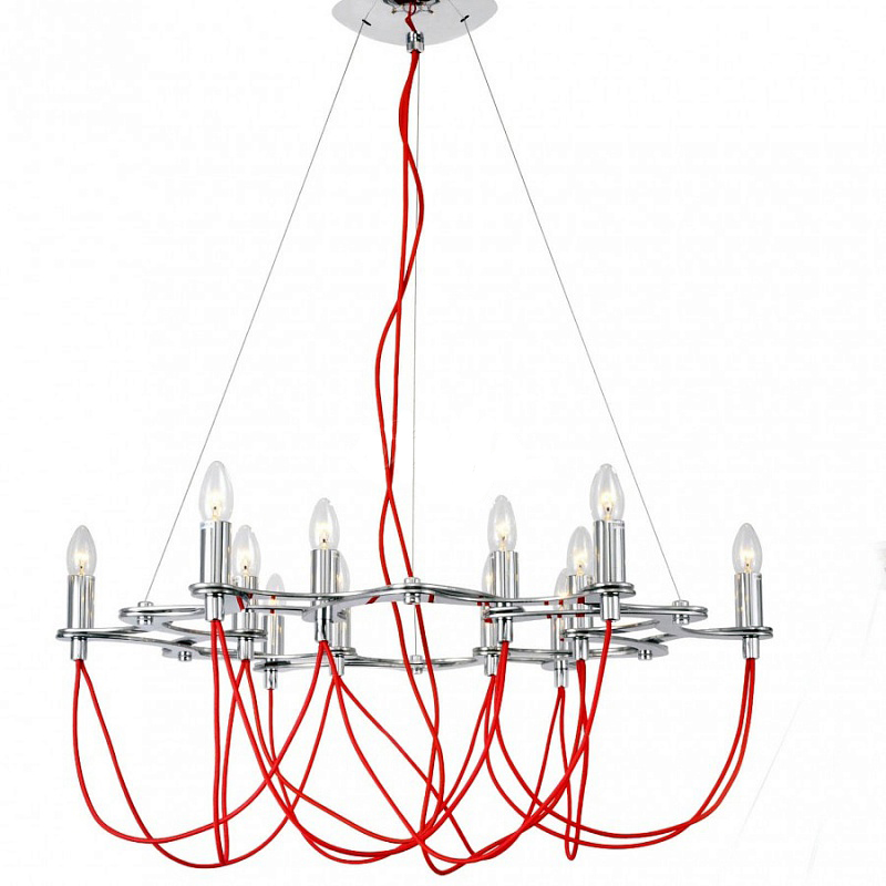 Люстра. 12*E14, 60W, 220V. Хром, красный шнур Crystal Lux Carmen CARMEN SP12 RO.