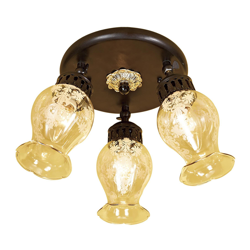CL413131. CitiLux. Метафора.Светильник потолочный.Коричневый, стекло янтарное, 3*E14 60W 220V 20
