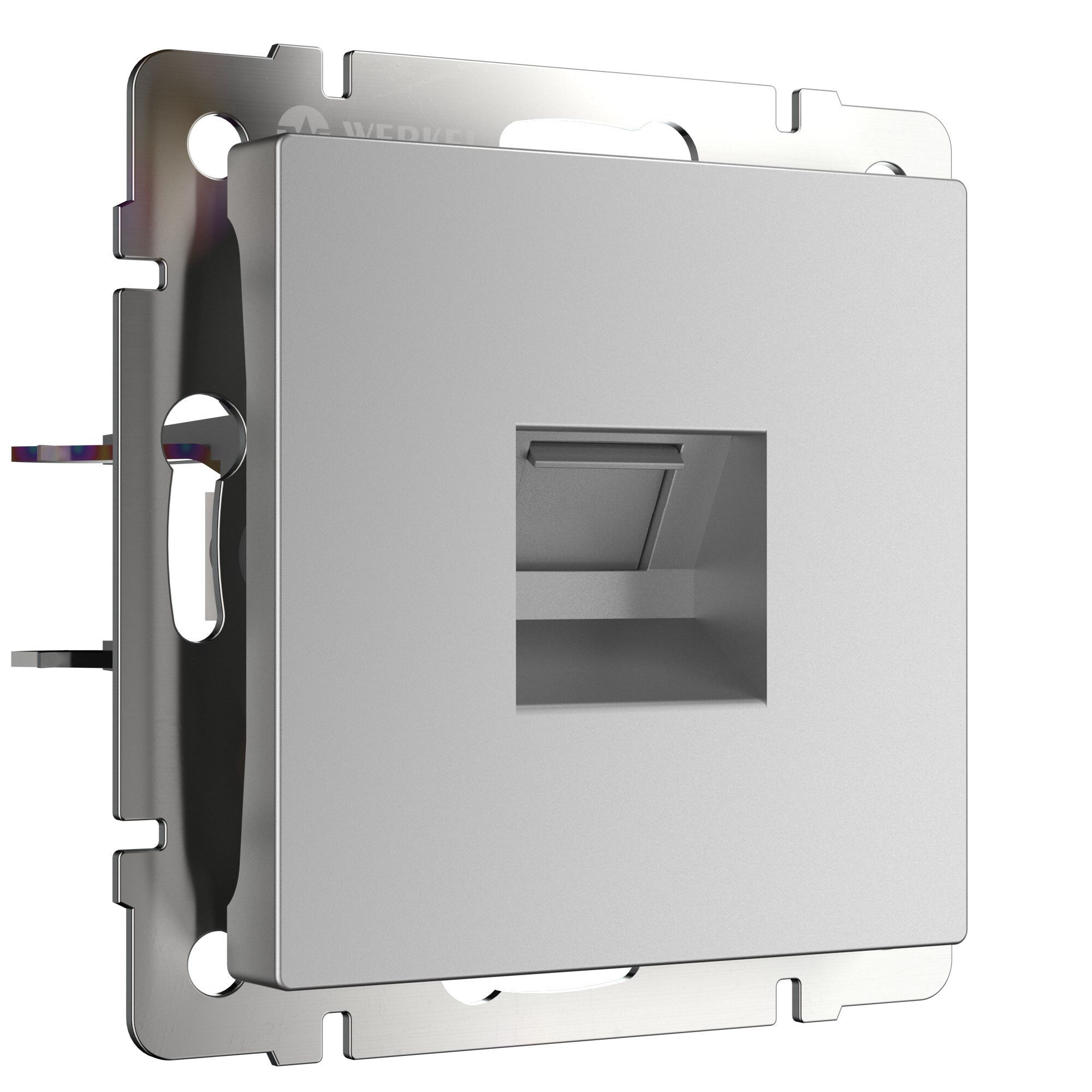 Розетка Ethernet RJ-45 1-модуль Серебряный. Серебряный. Werkel W1181006