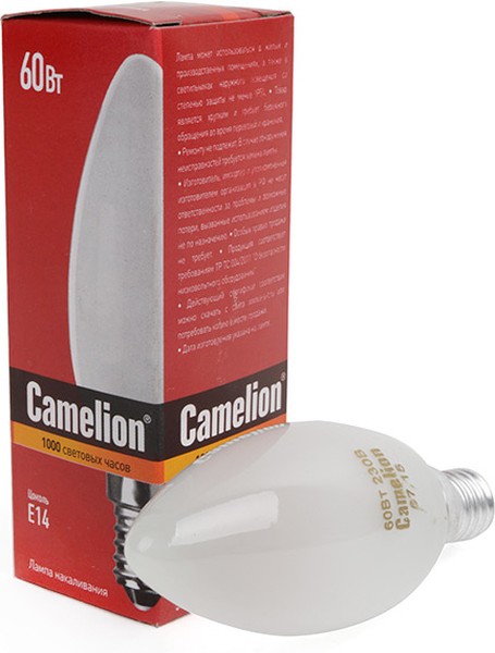 Лампа накаливания "Свеча " . E14, 60W, 220-230V, Camelion B35 60/B/FR/E14