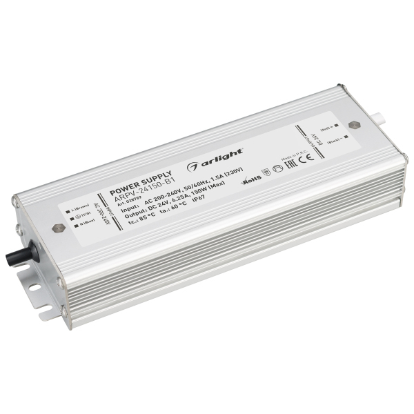Блок питания для светодиодных лент с гальванической развязкой IP67 150W, 24V, 3 года.Arlight 028789