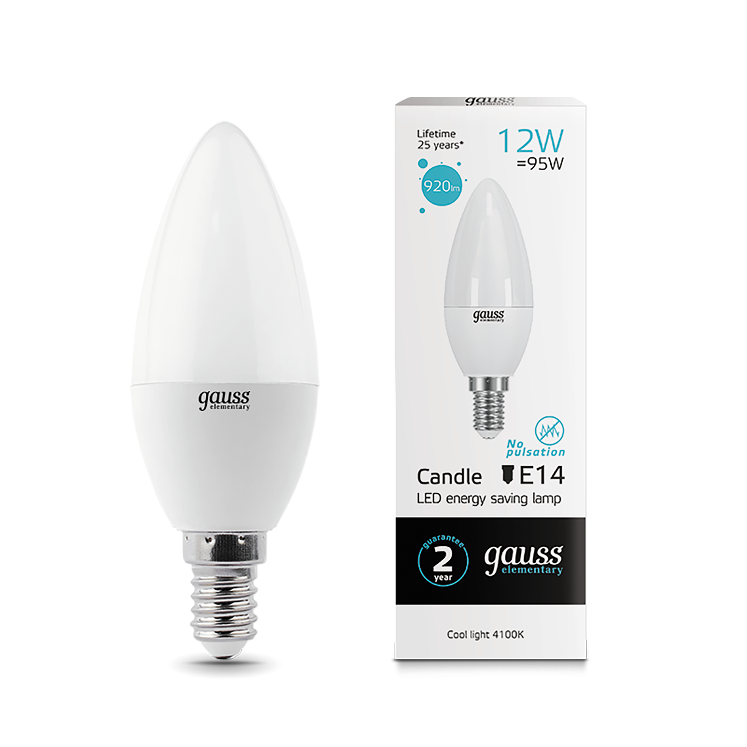 Светодиодная лампа "Свеча" . E14, 12W, 220V, 4100K. Gauss 33122