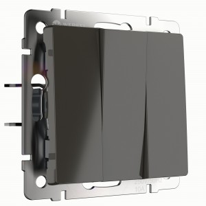 Выключатель 3-клавишный IP20 Серо-коричневый глянец. Серо-коричневый.Werkel W1130007
