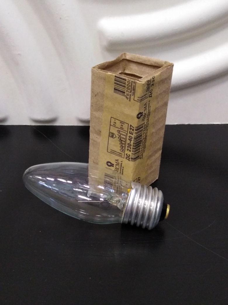 Лампа накаливания "свеча" . E27, 40W, 220V, Калашниково Дс-40-CL-E27