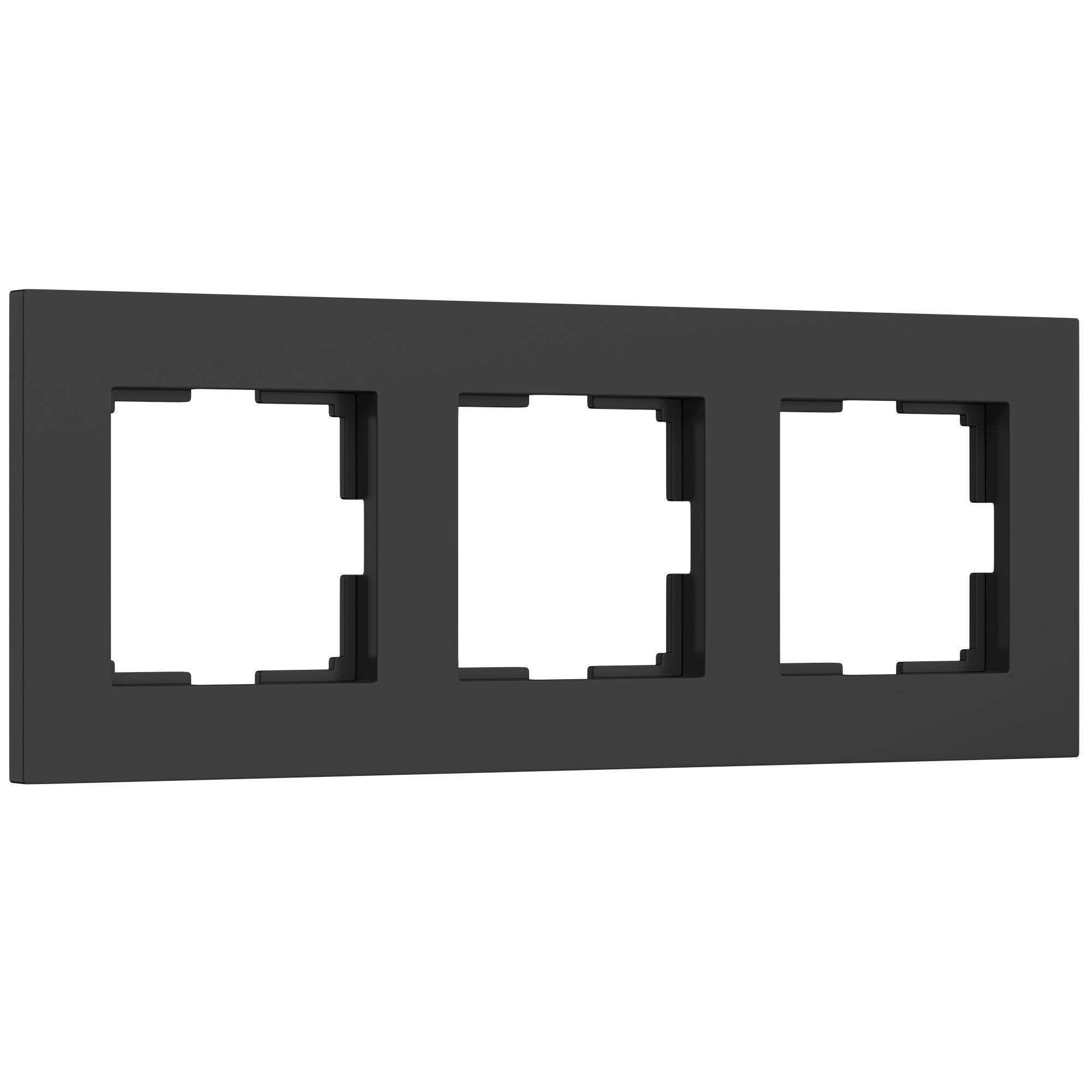 Рамка на 3-поста Черный матовый поликарбонат матовый. Werkel Slab  W0032908