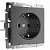 Розетка с заземлением IP20 16A графит.  Графит рифленый. Werkel W1171004